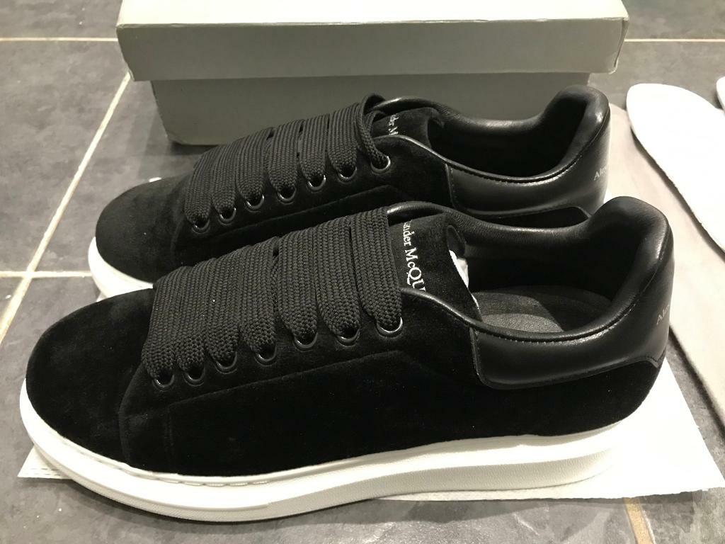 alexander mcqueen black velvet trainers